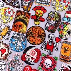Parche bordado calavera Punk Hip Hop fusible para planchar ropa
