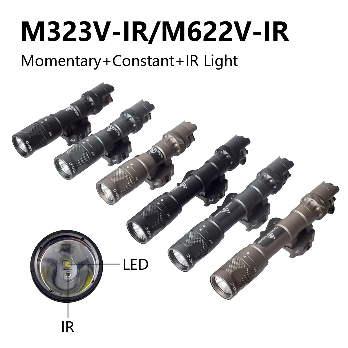 Luz de armas tácticas SureFire M600 M622V M323V IR Llluminator LED linterna de luz blanca con Base de liberación rápida compatible con riel de 20MM - imagen 4