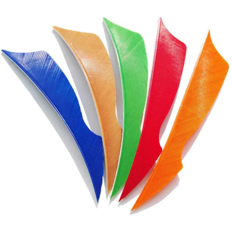 50 Uds pluma de tiro con arco ala derecha 4 pulgadas forma de escudo pluma de pavo Fletching caza flecha DIY accesorios de tiro 10 colores - imagen 5