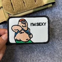 Parche táctico meme 'I'M SEXY' bordado con velcro para mochila o gorra