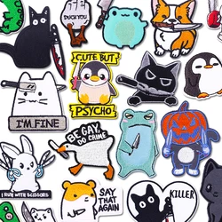 Parche bordado de animales con cuchillo, parches termoadhesivos para ropa, parche termoadhesivo para planchar en ropa, insignia adhesiva para coser