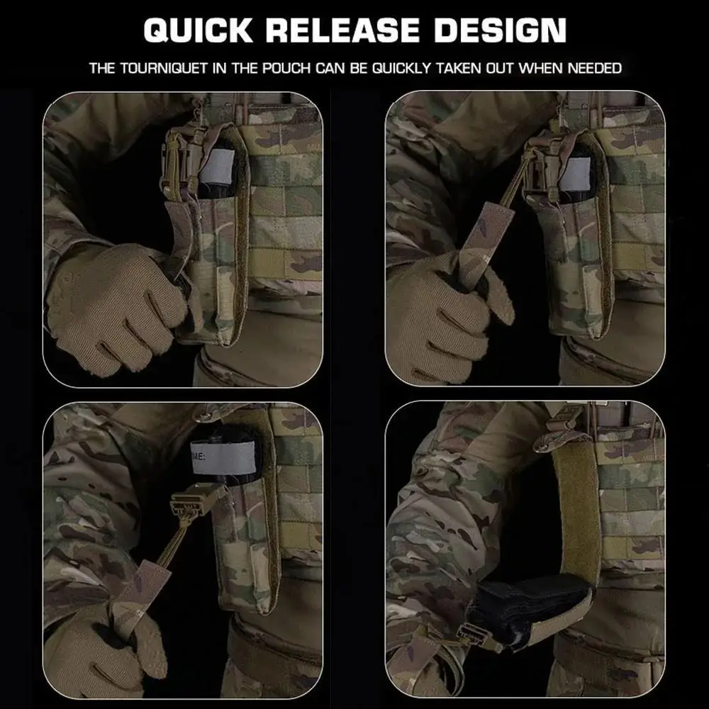 Bolsa táctica de torniquete MOLLE, chaleco de caza de liberación rápida, soporte de aparejo para el pecho, deportes al aire libre, Camping, supervivencia, emergencia médica BK - imagen 5