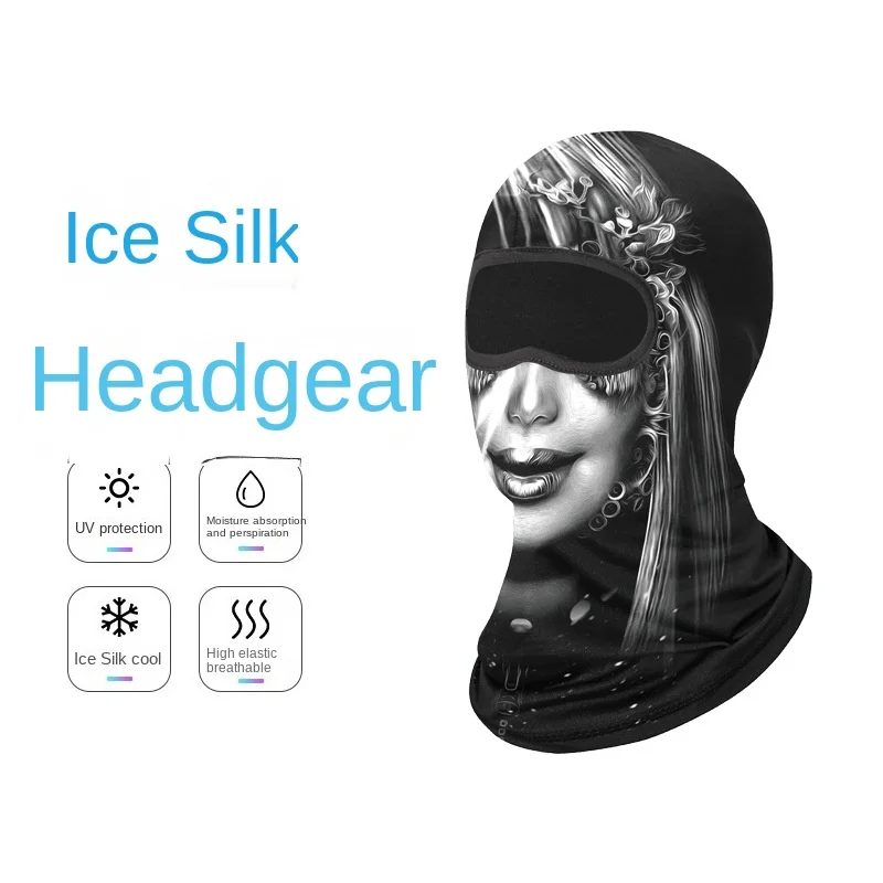 Pasamontañas con protección solar para hombre, bufanda de cara completa con hilo de hielo, máscara táctica militar para motocicleta, cubierta facial de viento, gorro para bicicleta y ciclismo - imagen 4