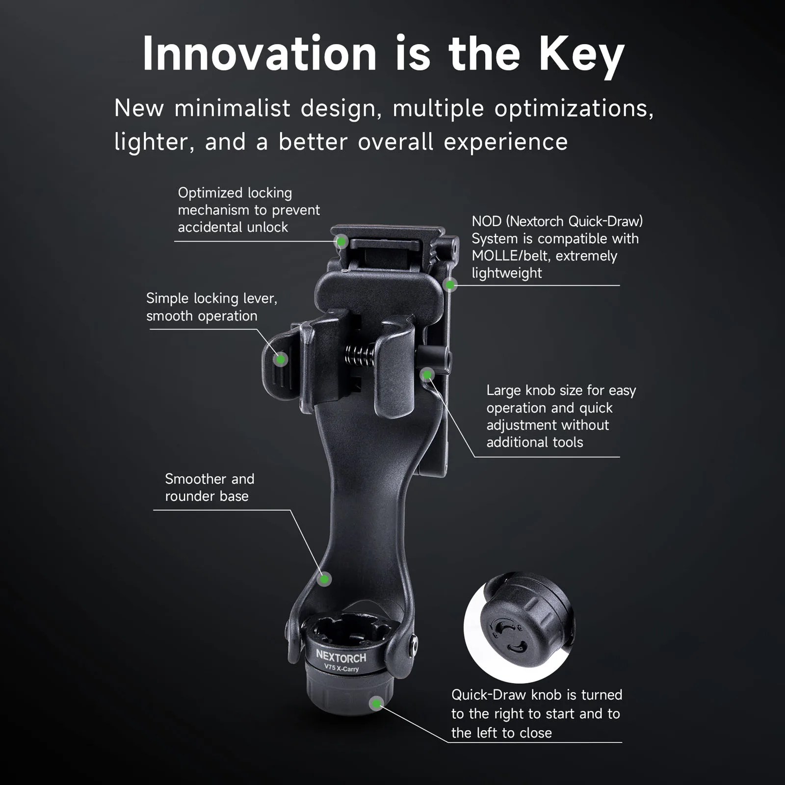 NEXTORCH V75 Funda para bastón de extracción rápida, protector de manos para bastón, para bastón de trabajo de 17/21/23/26/28 pulgadas, para cinturones de 38-50 mm de ancho y MOLLE - imagen 3