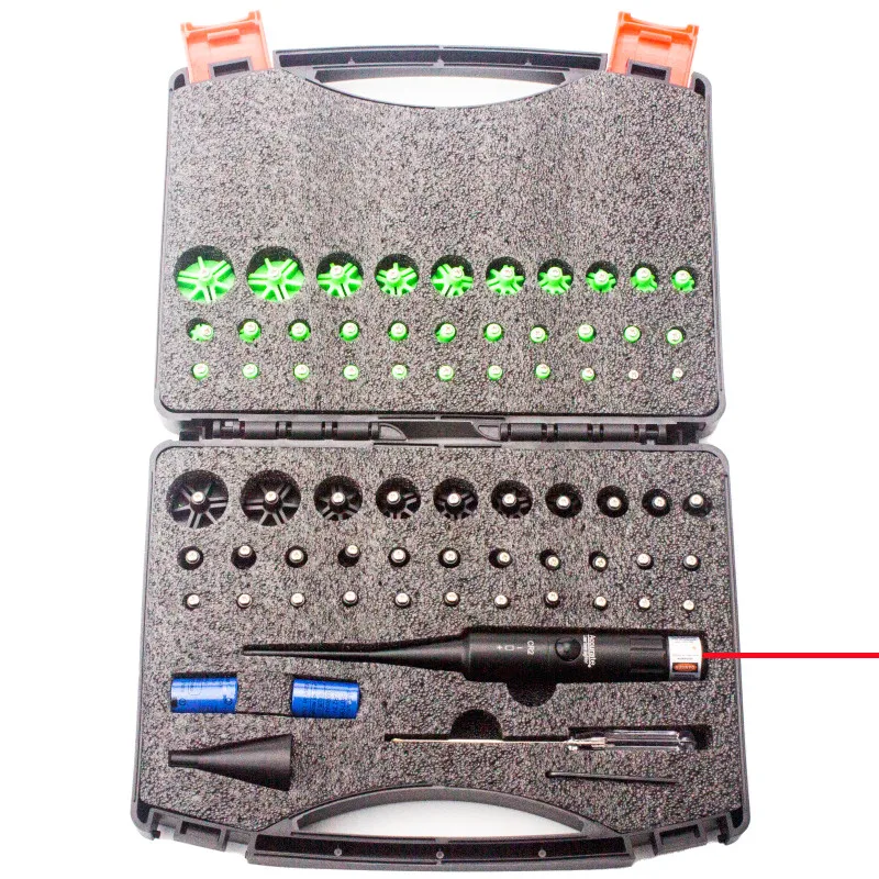 .177-.780 Kit de puntero de orificio Colimador de puntero láser rojo y verde de calibre.177.22 a.78 Colimador láser Visión de orificio