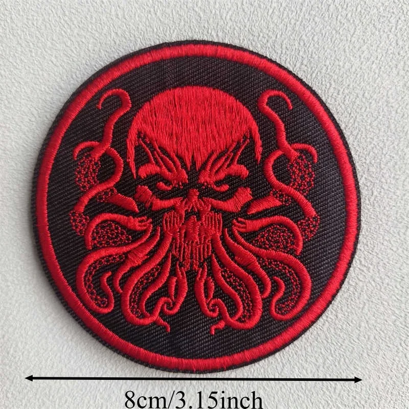Parche bordado pulpo malvado con velcro gancho y bucle táctica - imagen 3
