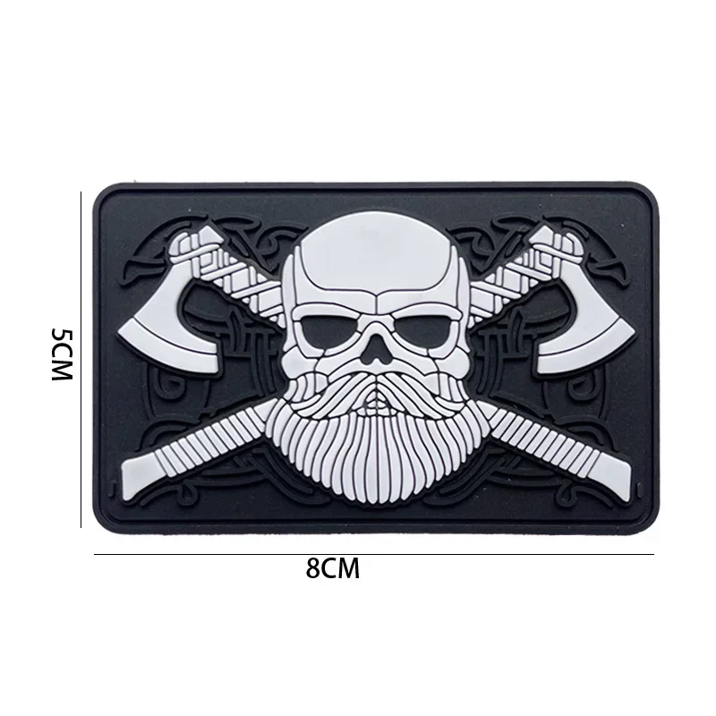 Doble hacha vikinga bordado táctico vikingo hacha militar PVC goma ejército etiqueta parche vikingo hombre con hacha cosida camisa bolsa sombrero - imagen 5