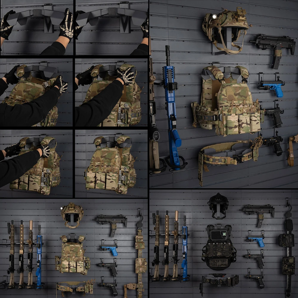 Estante de exhibición de pared para equipo táctico, 5 uds., para pistola, Airsoft, Rifles, escopetas, casco rápido, aparejo de pecho, chaleco de caza, portador de placa - imagen 5