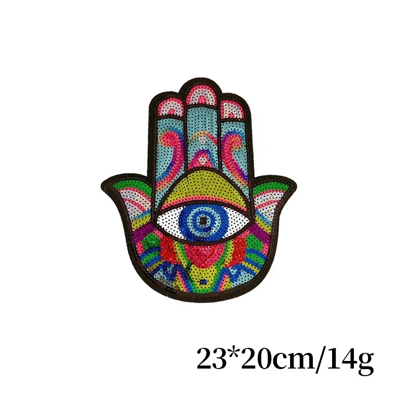 Parche de lentejuelas con icono de Ojos de mano para ropa, accesorios de ropa para planchar, apliques bordados DIY, parches de reparación de decoración - imagen 3