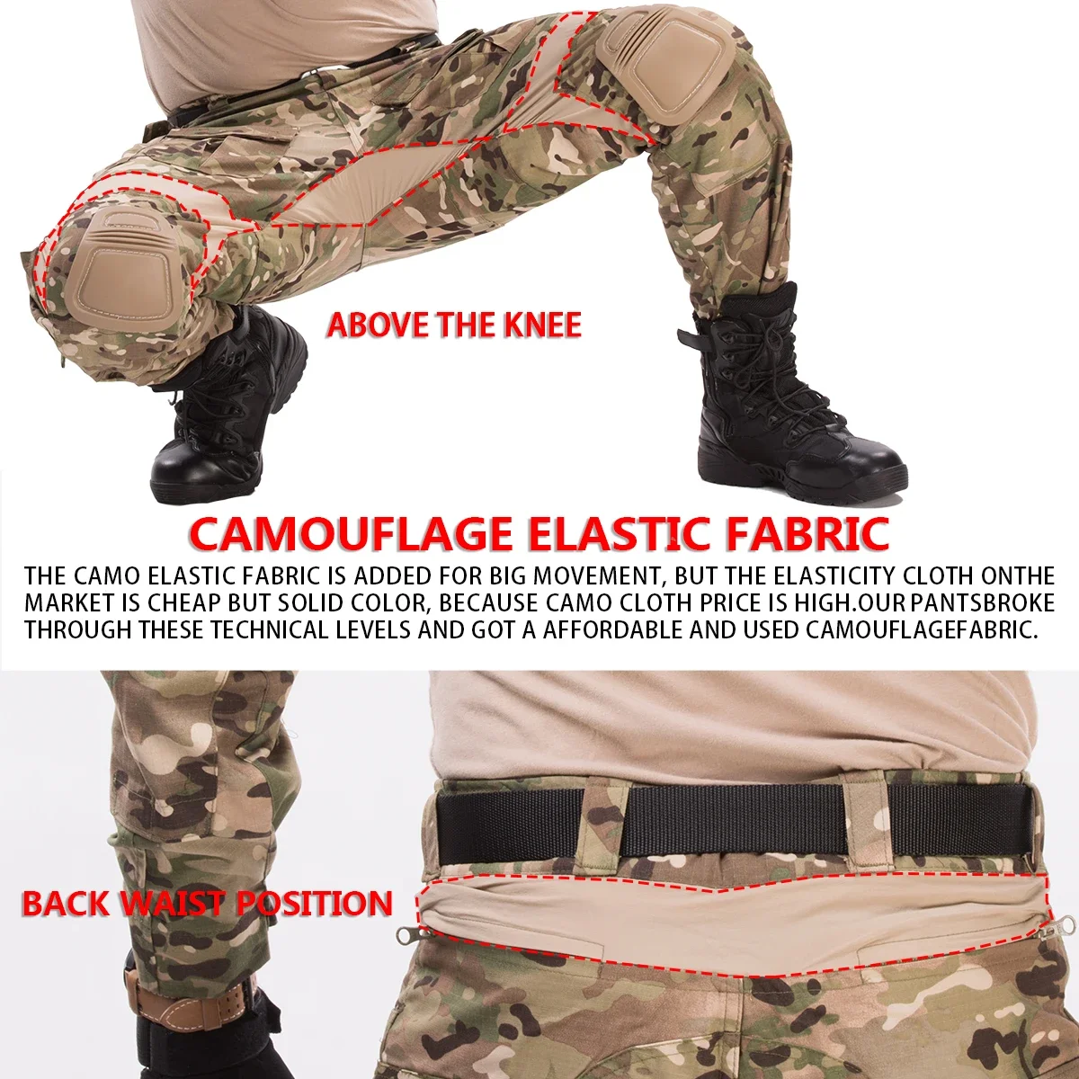 AUKU-uniforme de combate + almohadillas, pantalones tácticos de Safari, uniforme deportivo de escalada, camisa de camuflaje, camisas de combate, ropa de caza, ropa para hombre - imagen 5