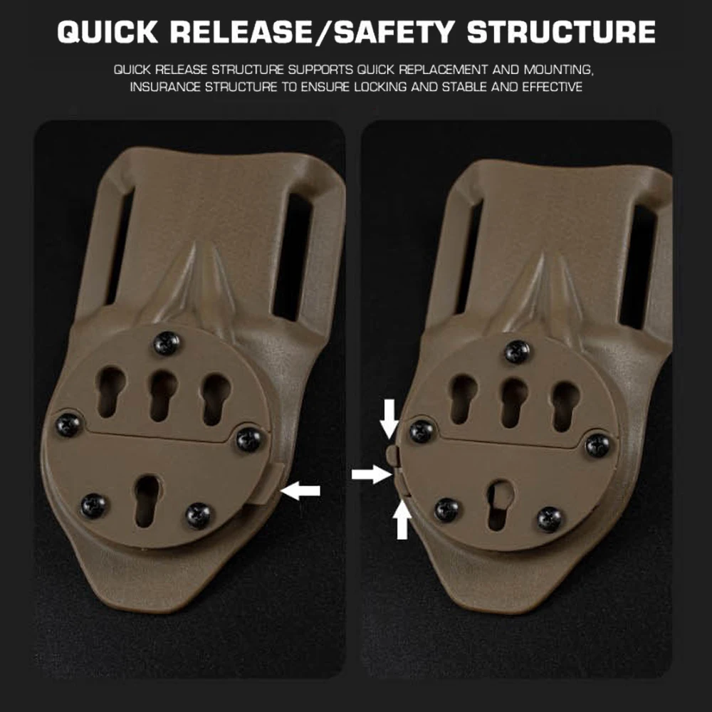 Adaptador de funda de pistola RTI DUTY, sistema de bloqueo rápido, cinturones tácticos de Airsoft con código G, funda para pierna caída, plataforma de montaje/de liberación rápida - imagen 5