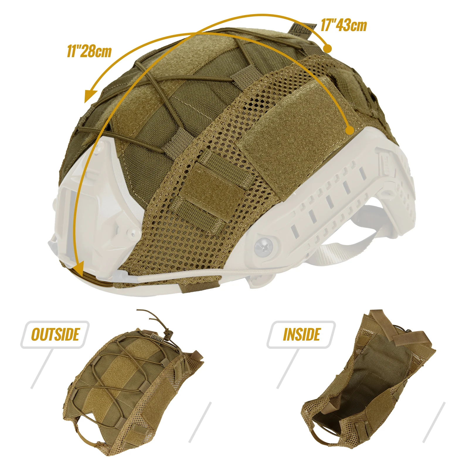 ONETIGRIS Funda para casco, tela táctica para casco rápido para casco Ops-Core Fast PJ Airsoft en accesorios de tamaño M/L (sin casco) - imagen 5