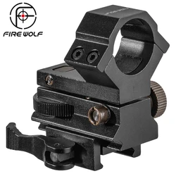 Anillo QD de montaje de 25,4mm, perfil bajo, doble ajustable, alcance de elevación, mira láser, abrazaderas para linterna, soporte de caza