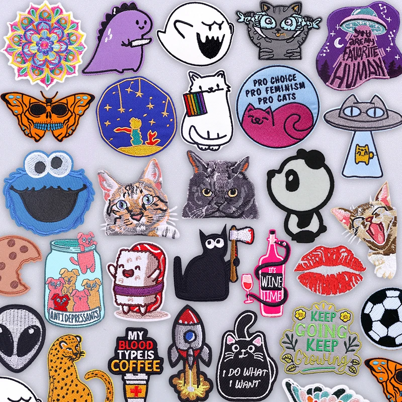 Parche bordado de gato de dibujos animados, parche para chaqueta vaquera, sombrero, ropa DIY, decoración de moda, apliques de costura de estilo Anime