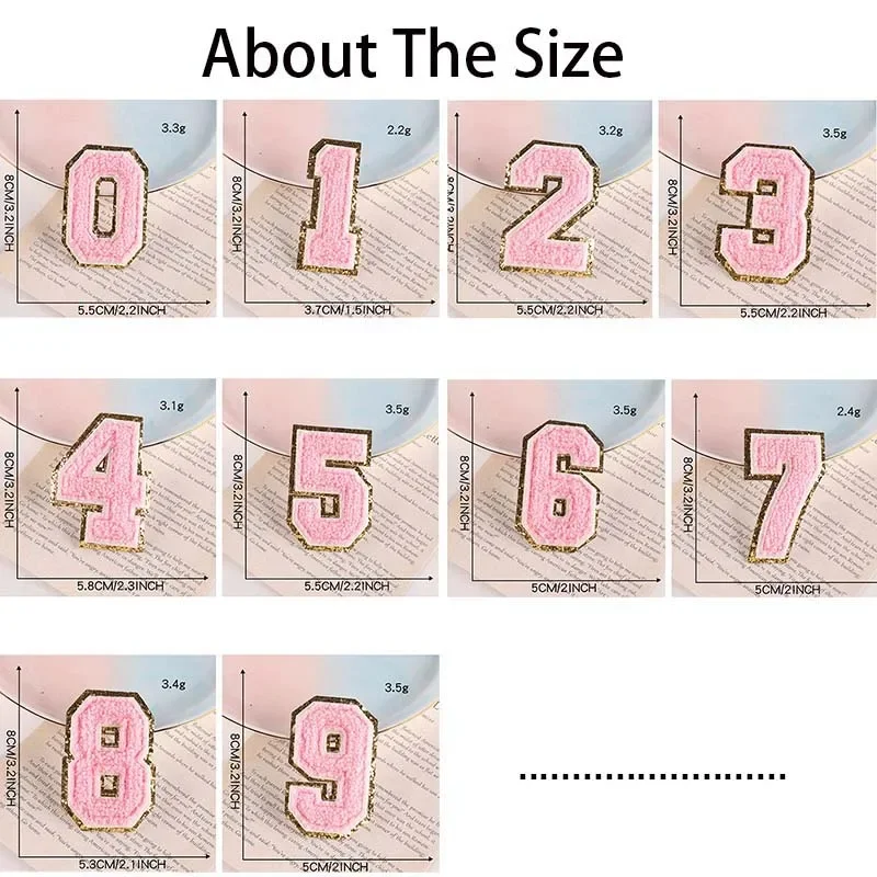 Parches bordados con números de chenilla para planchar, insignias de tela para uniforme de Jersey, Amarillo, Azul, Morado, verde, 0-9 - imagen 4