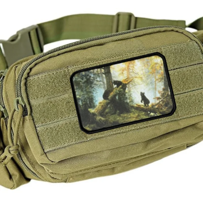 Parche táctico moral gancho y bucle bosque de pinos para mochila