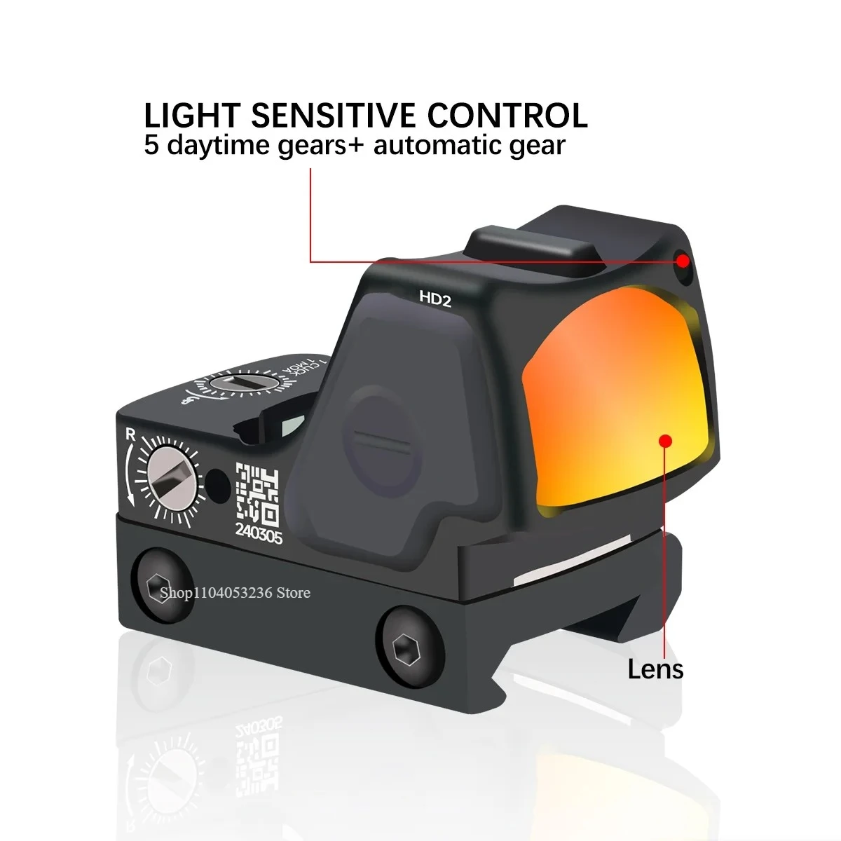Mira de punto rojo R-X, óptica reflejo para pistola GLOCK, Mini mira para Rifle Airsoft, montaje en riel de 20mm - imagen 4