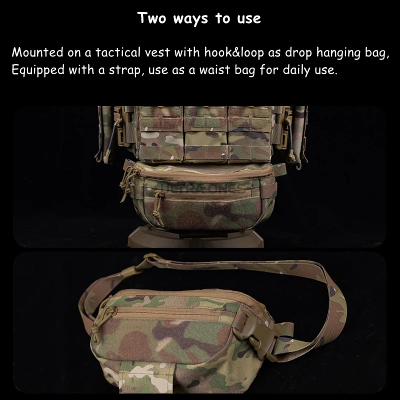 Bolsa de suspensión táctica, paquete colgante Abdominal compacto, bolso de hombro, Airsoft, integra chaleco de caza, portador de placa, bolsa para el vientre