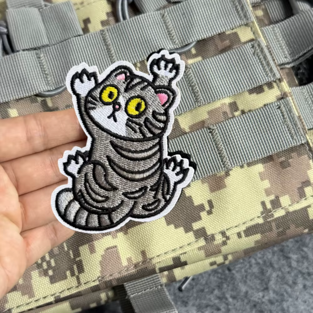 Parche táctico gato chevron bordado con velcro para mochila militar - imagen 4