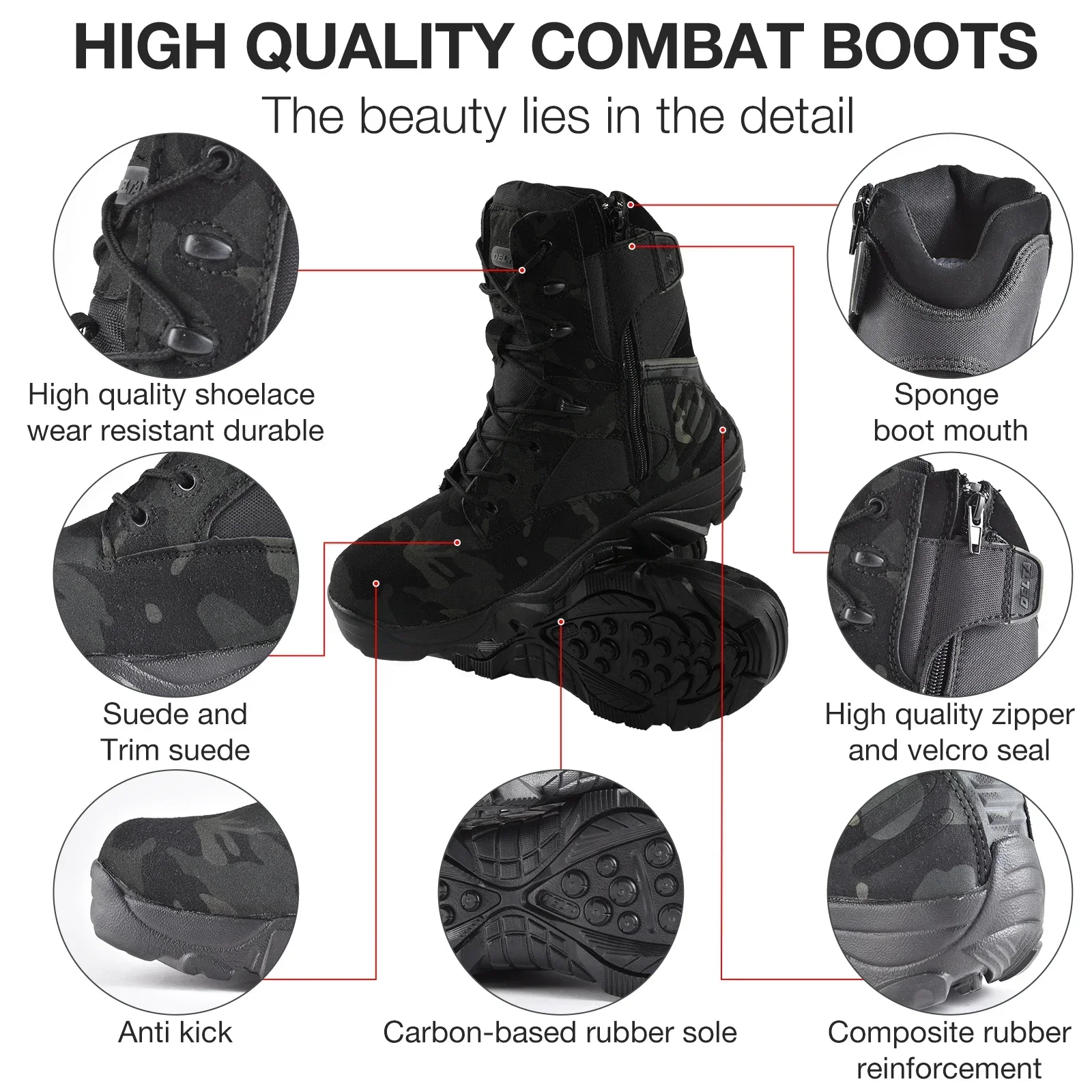 Zapatos de Trekking militares para hombre, zapatos de senderismo impermeables, botas de montaña, zapatos de senderismo tácticos para caza en el bosque - imagen 5