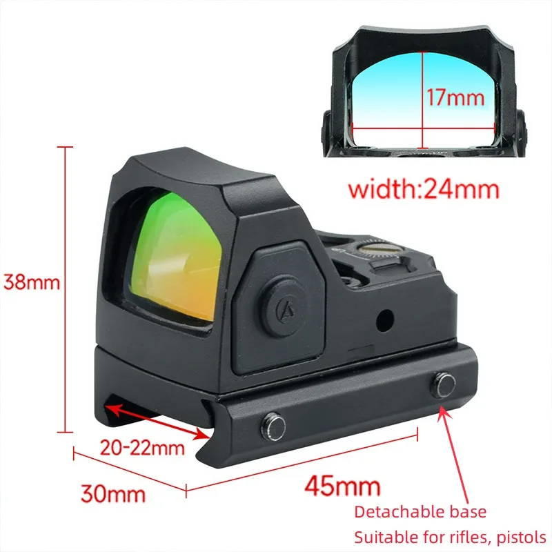 Mira telescópica de punto rojo con Sensor de movimiento y apagado automático, visor de Metal HD antiretroceso para pistola Glock 17 AR15 9MM, 2Moa, 1x17x24 - imagen 5
