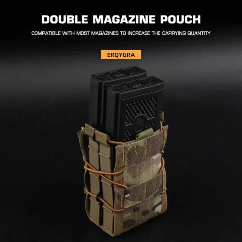 ERQYGRA-bolsa táctica para caza, tipo tigre, doble revista, sistema Molle, accesorios de Paintball, riñonera de tiro, funda deportiva - imagen 4