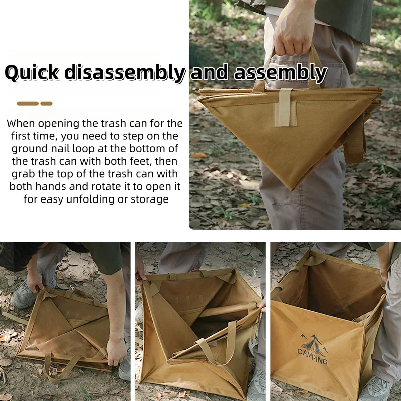 Cubo de basura plegable para exteriores, caja de almacenamiento de equipo de Camping, bolsa táctica de gran capacidad, triángulo pequeño - imagen 3
