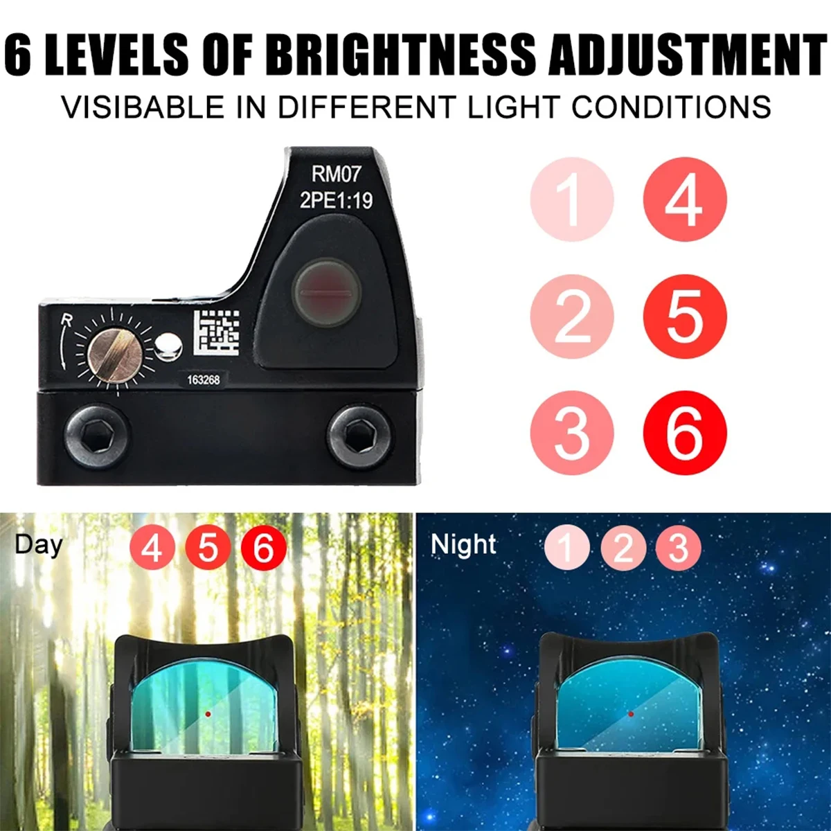 Mira réflex táctica de Metal/Nylon RM Red Dot, mira óptica de puntería ajustable para pistola de riel Glock 17 de 20mm Airsoft - imagen 3