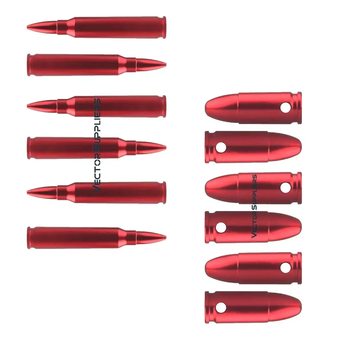 Victoptics Snap Caps de Aluminio .223 / 9mm / 12GA / .22 LR — Práctica segura de tiro en seco, reutilizables, anodizados en rojo, con correa, paquete de 6 - imagen 5