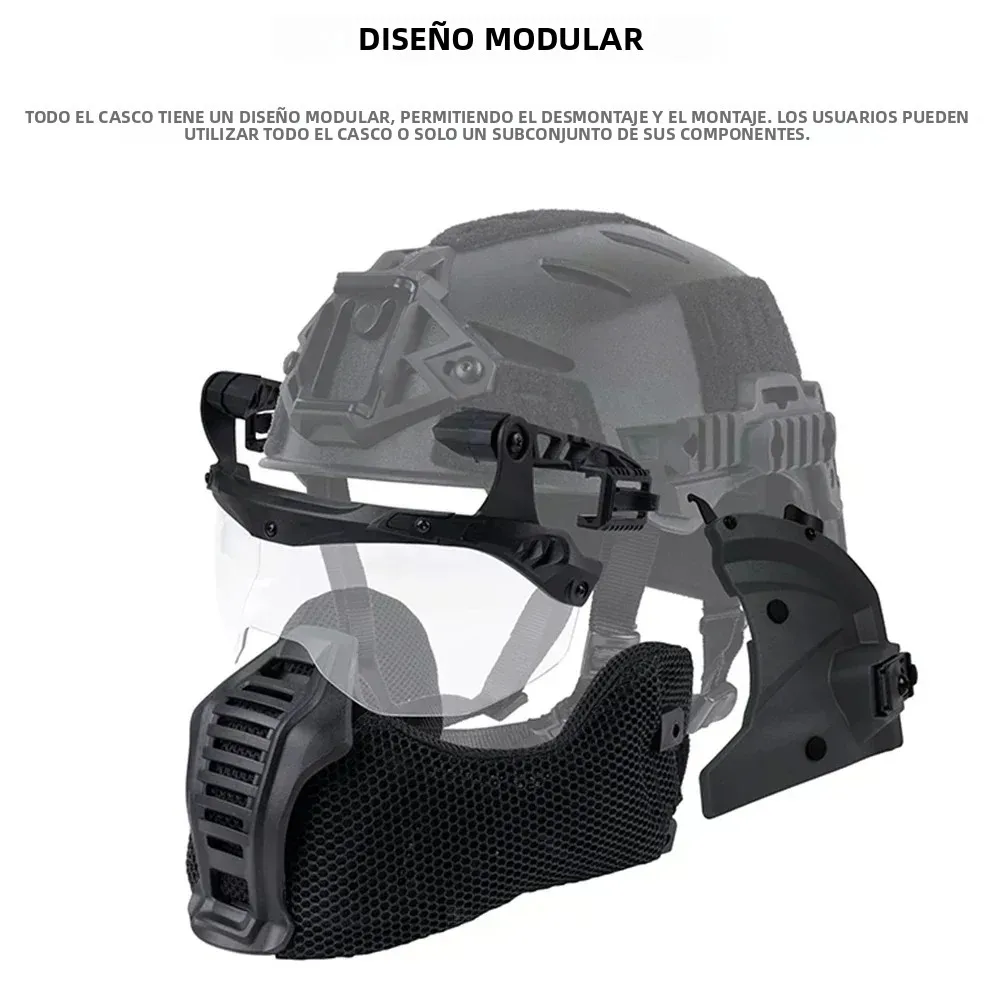 SINAIRSOFT-casco táctico Wendy 3,0 de protección completa, equipo de entrenamiento Airsoft para caza con gafas/cubierta para los oídos/protector bucal, equipo Airsoft - imagen 5