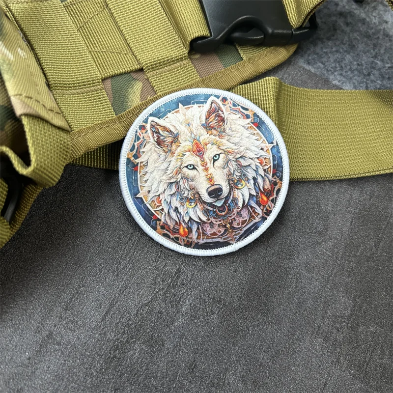 Parche estampado de lobo para ropa, insignias de moral de animales militares, parches tácticos con gancho, pegatinas para mochila