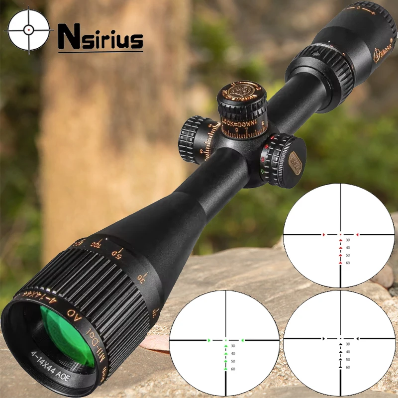 NSIRIUS 4-14X44 AOE alcance óptico rojo verde iluminado Mil Dot Rifle alcance precisión caza alcance aire Rifle alcance al aire libre - imagen 3