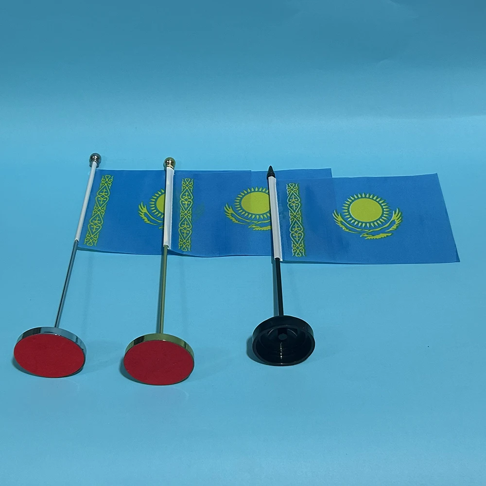 BANDERA DE SKY, bandera de escritorio de oficina de Kazajstán, 14x21cm, poliéster, pancarta de Kazajstán, adornos de escritorio, banderas para decoración - imagen 2