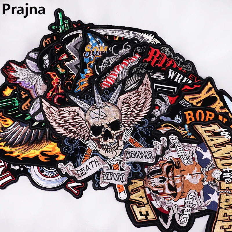 Parche bordado grande para ropa, parches termoadhesivos para planchar en ropa, Jeans, motocicleta, motorista, Animal, bricolaje