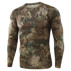 Camiseta con estampado de bosque de caza de camuflaje para deportes al aire libre, camiseta de manga larga para hombre, entrenamiento táctico de viaje, ropa de gran tamaño para niños