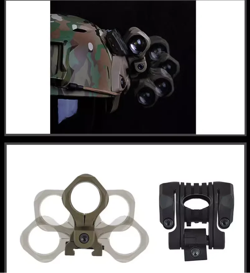 Nuevo soporte para linterna táctica desmontable rápido, Spinner de luz, Stents giratorios para casco MICH FAST - imagen 2
