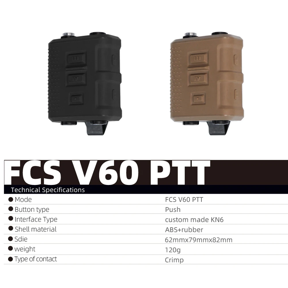 Conector receptor transmisor táctico FCS V60 PTT, dos canales de comunicación para cabezales AMP Comtac III - imagen 5