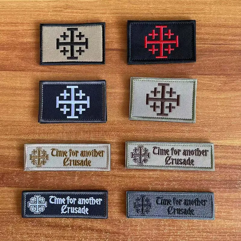 Los caballeros templarios de Jerusalén, parches de apliques bordados de tela con emblema de moral de las cruzadas, insignia táctica de pegatinas militares - imagen 2