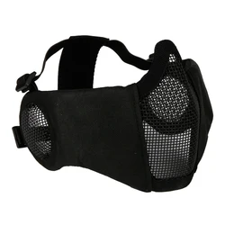 Máscara táctica para deportes al aire libre, malla metálica, protección para los oídos, versión CS, Paintball, Airsoft, juego de guerra, media máscara facial, equipo de caza y ciclismo