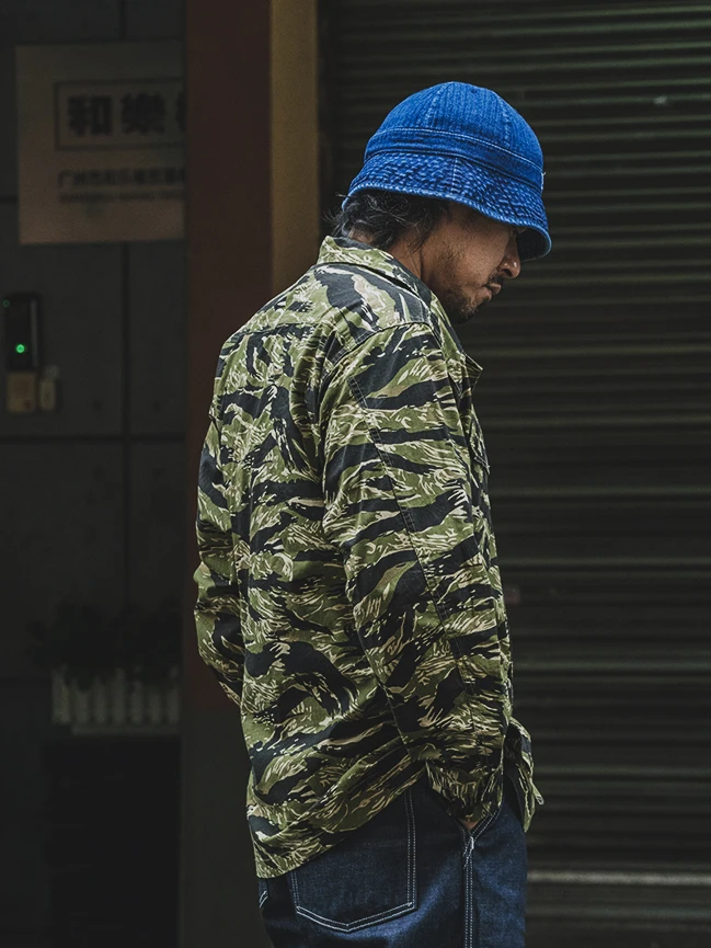 Chaqueta de camuflaje con patrón de tigre, chaqueta de trabajo con múltiples bolsillos para hombre - imagen 2