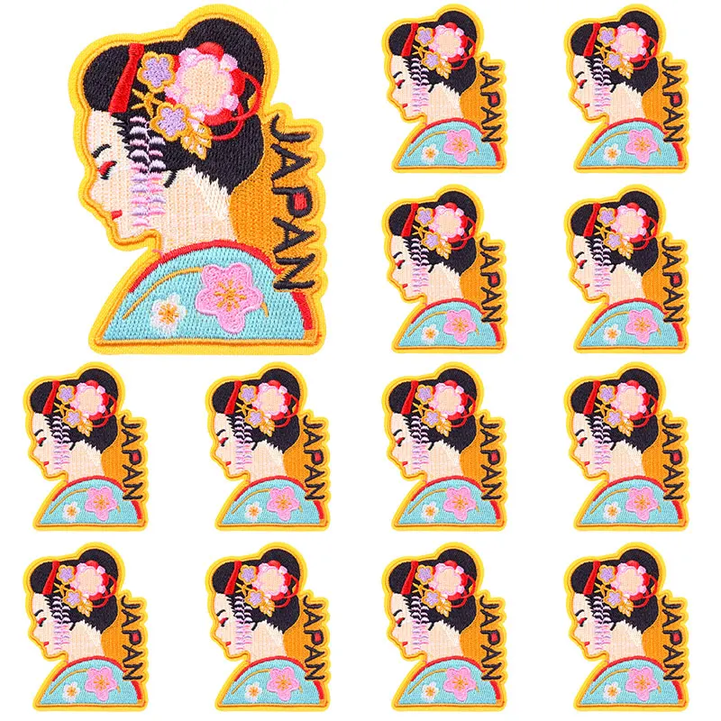 Prajna-parche bordado de dibujos animados de Japón para mujer, parche bordado para planchar, parches de Japón para ropa, 10 unids/lote - imagen 5