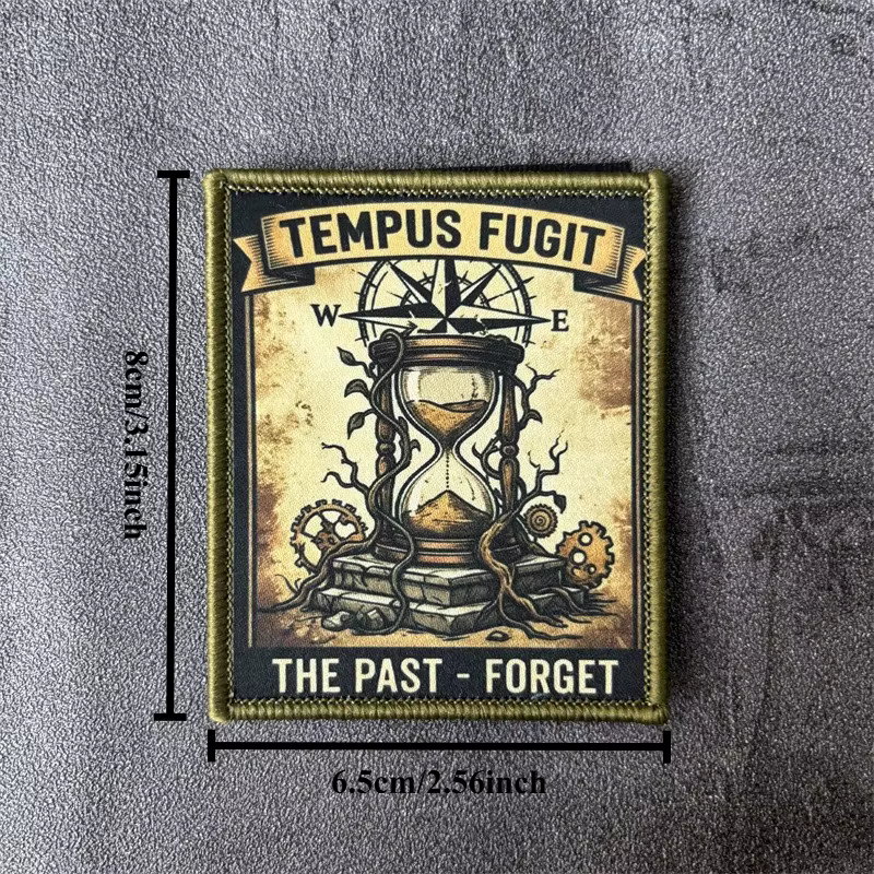 Parche táctico TEMPUS FUGIT de moral con reloj de arena, velcro - imagen 4