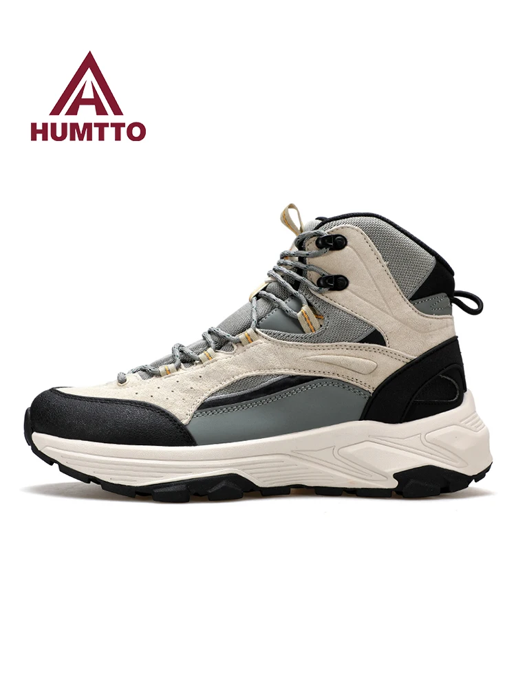 HUMTTO-zapatos de senderismo de piel de vaca para hombre, botas impermeables para caminar al aire libre, zapatos de trekking, botas de caza transpirables, zapatillas deportivas - imagen 4