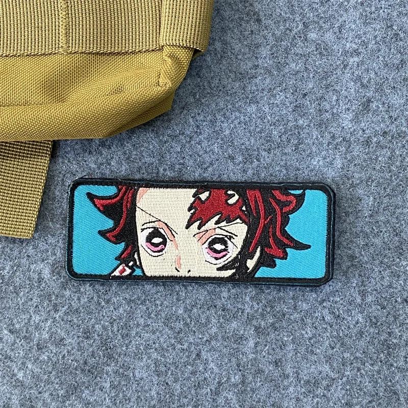Parche bordado de ojos de Anime, insignia de moral táctica, brazalete con gancho y bucle, apliques para ropa, mochila, decoración de parches - imagen 5