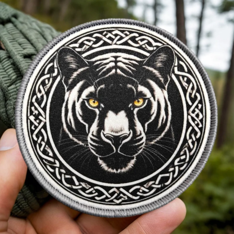 Parche con estampado redondo de guepardo, chaleco táctico, sombreros con gancho y bucle, insignia de moral, mochila, pegatinas decorativas, parches para brazalete para ropa - imagen 2
