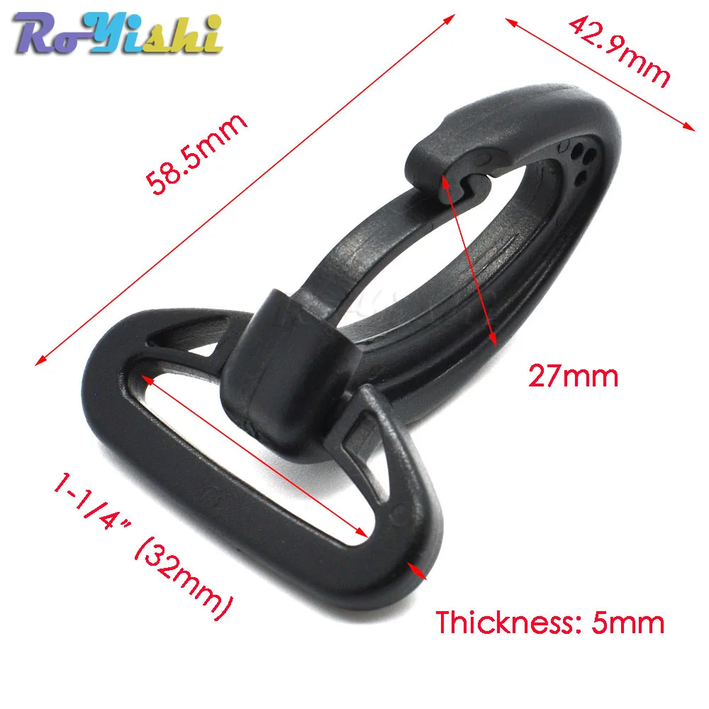 Ganchos de presión de plástico resistentes para correas de mochila con cordón de Paracord tejido, color negro - imagen 4