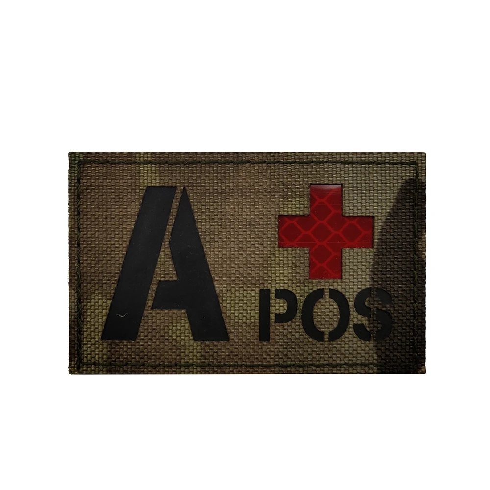 Parche de primeros auxilios reflectante IR, tipo de sangre grande A + B + AB + O + POS, brazalete, mochila táctica, pasta de moral al aire libre, Parche de gancho y bucle - imagen 5