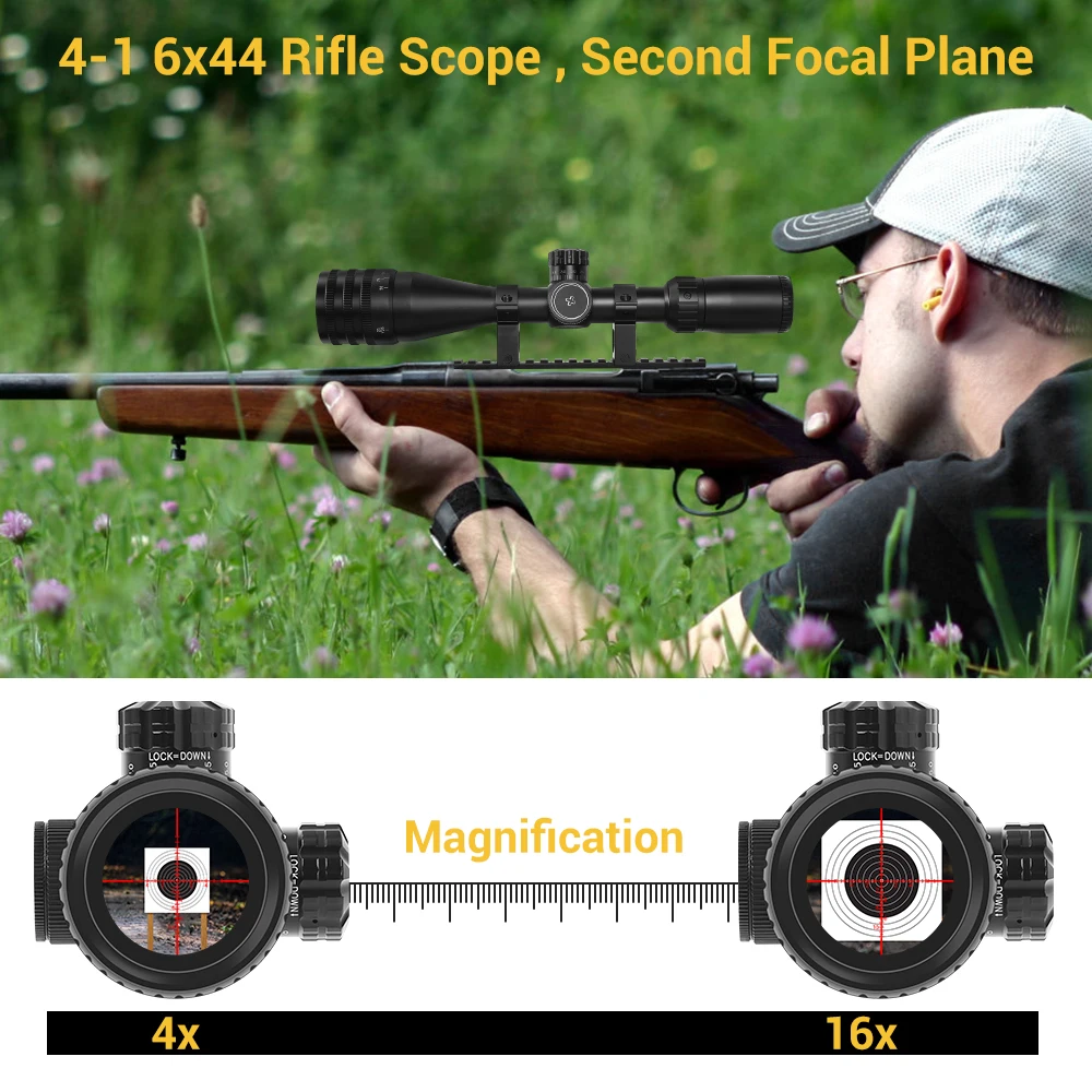 Mira óptica táctica 4-16x44AOE para Rifle de caza, iluminada, verde, rojo, azul, francotirador, Airsoft - imagen 2