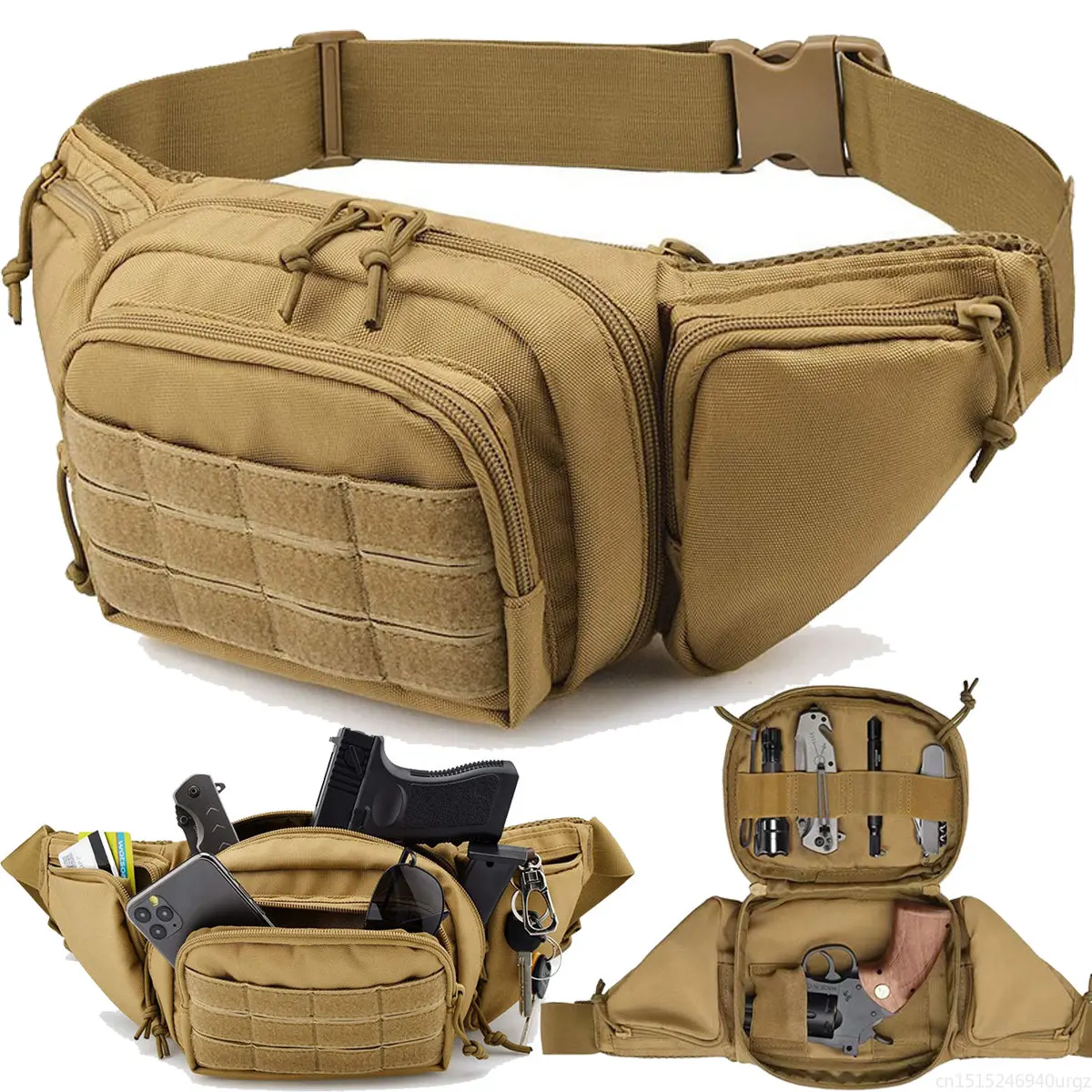 Riñonera para hombre, riñonera impermeable de nailon Molle EDC, riñonera para teléfono para caza, escalada y Camping - imagen 3