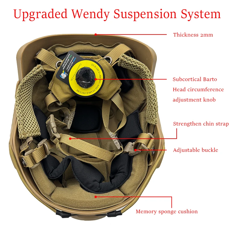 Casco FAST ABS ligero con suspensión ajustable y esfera para ciclismo, Airsoft, entrenamiento táctico - imagen 2